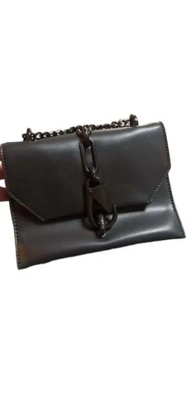 Charles & Keith Black Metallic Accent Turn Lock Crossbody Bag
